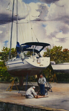 Dry Docked  20.5x11 inch  Watercolor