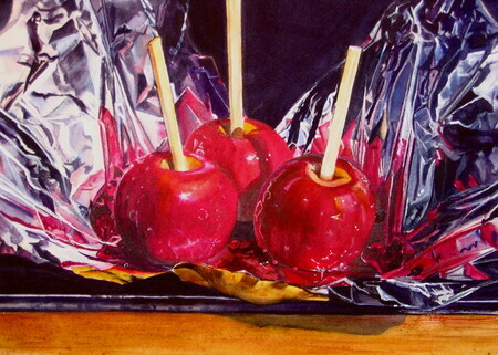 More Candy Apples  10x14 inch  Watercolor