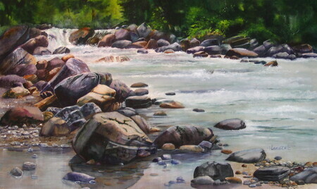 Rivers Edge  12.5x21 inch  Watercolor